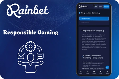 Rainbet mobile app responsible gambling settings screen
