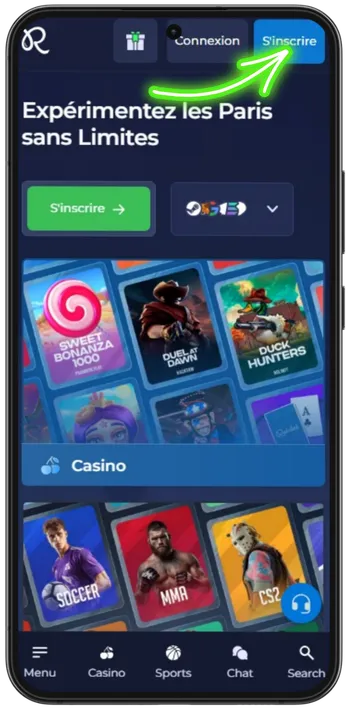 Rainbet Bouton Register