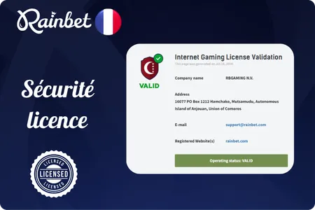 Sécurité, licence Anjouan et jeu responsable sur Rainbet