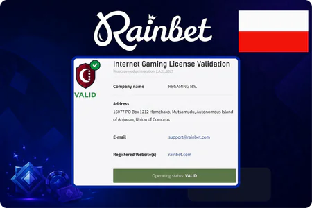 Rainbet License Validation, VALID, Polska