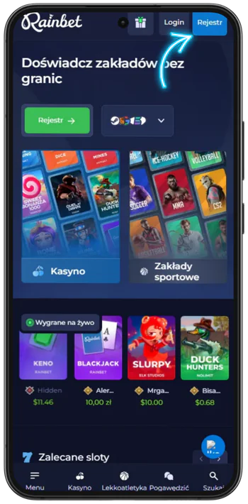 Rainbet strona główna na telefonie